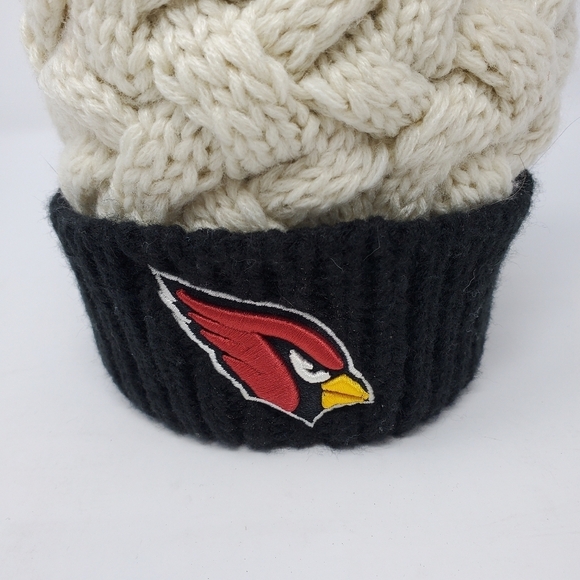 NFL APPAREL ARIZONA CARDINALS FOOTBALL CREAM KNITWEAR POM POM BEANIE WOMEN OS - Picture 4 of 12